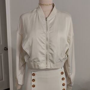 Zara Off-White Bomber Jacket